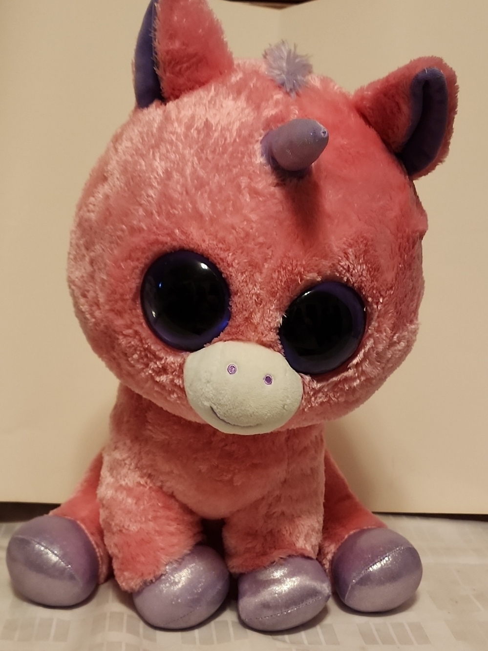 Ty Pink Unicorn Plush with Purple Accents